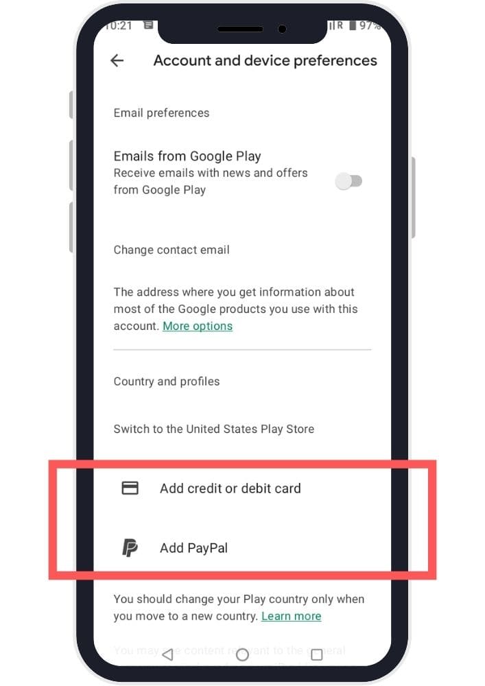 Google Playに支払い方法を登録します