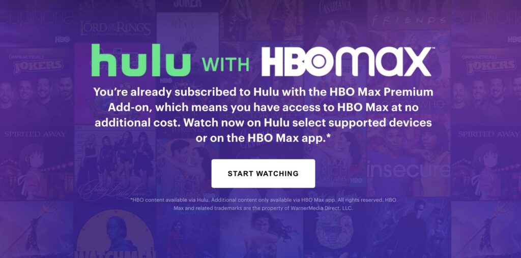 Huluを介してHBO Maxを登録します
