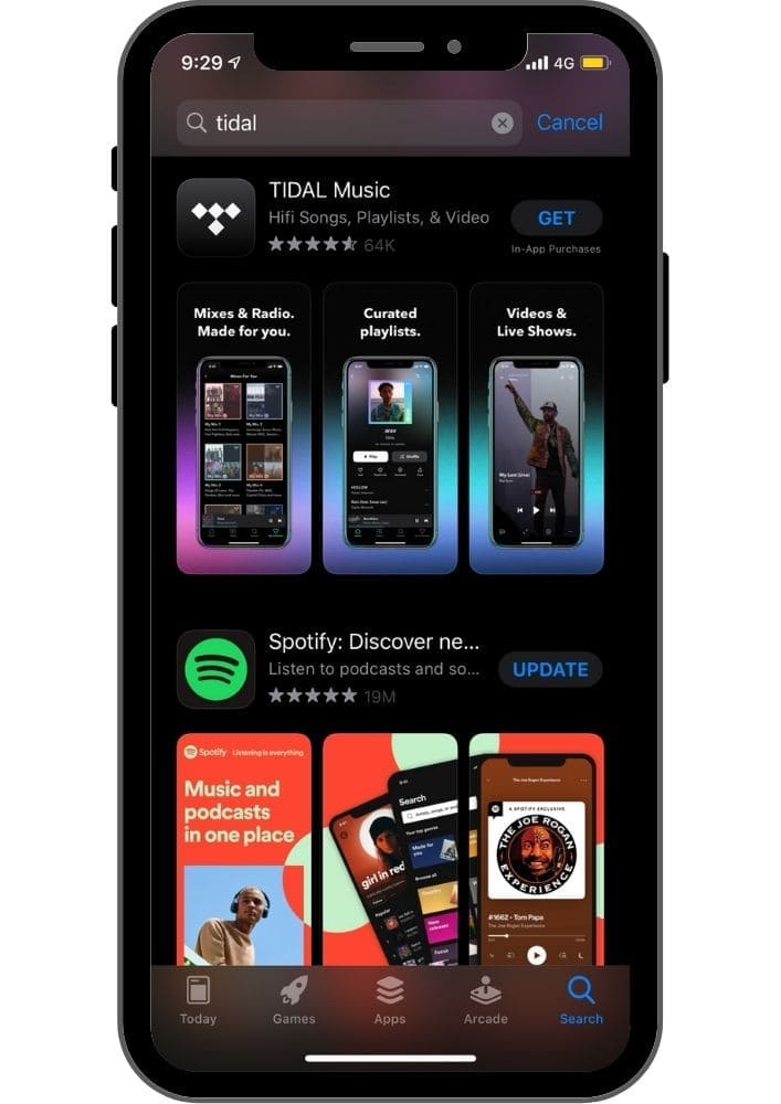 Tidalスマートフォンアプリ
