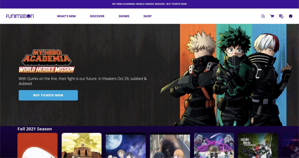 Funimation Webサイト