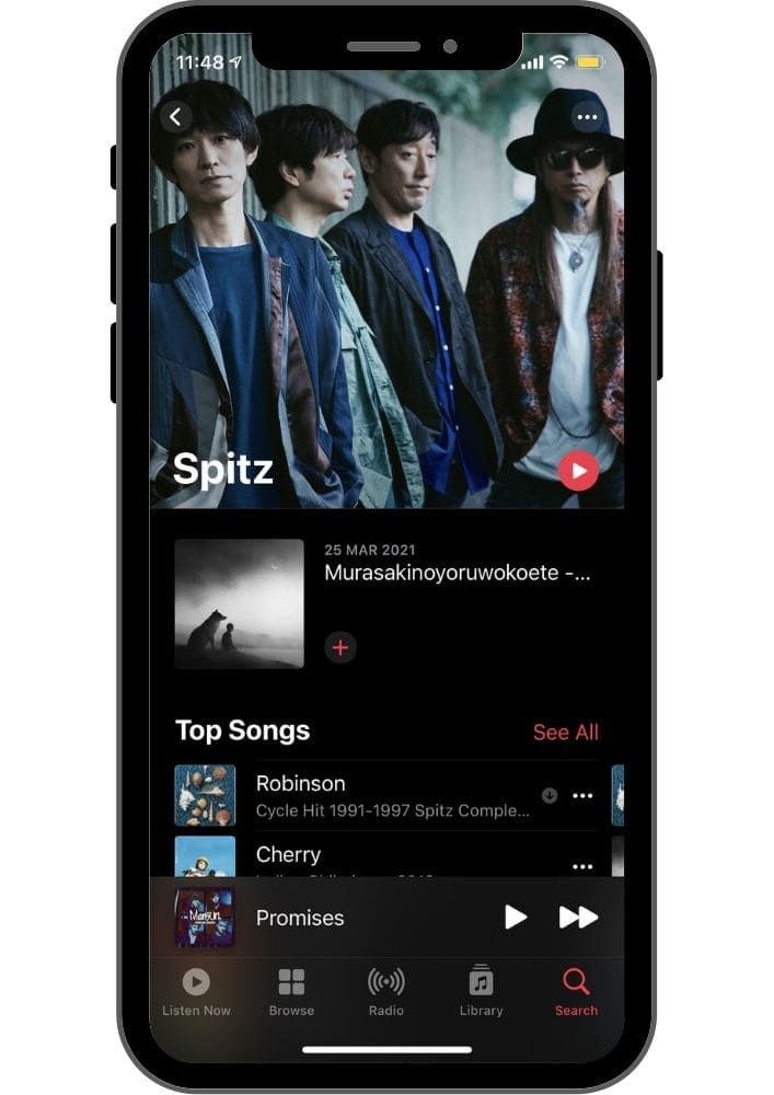 Apple Music MobileのSpitzの曲