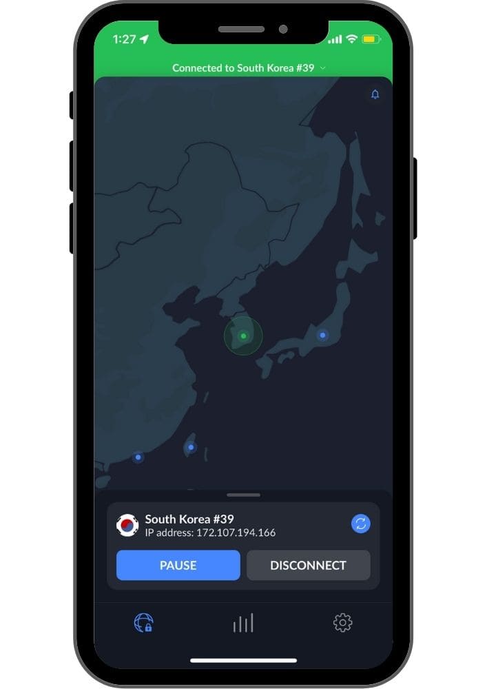 VPNは韓国に接続されています