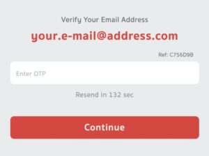 OTPを入力して、電子メールを確認するために送信されます