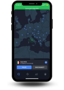 nordvpnはイタリアサーバーに接続されています